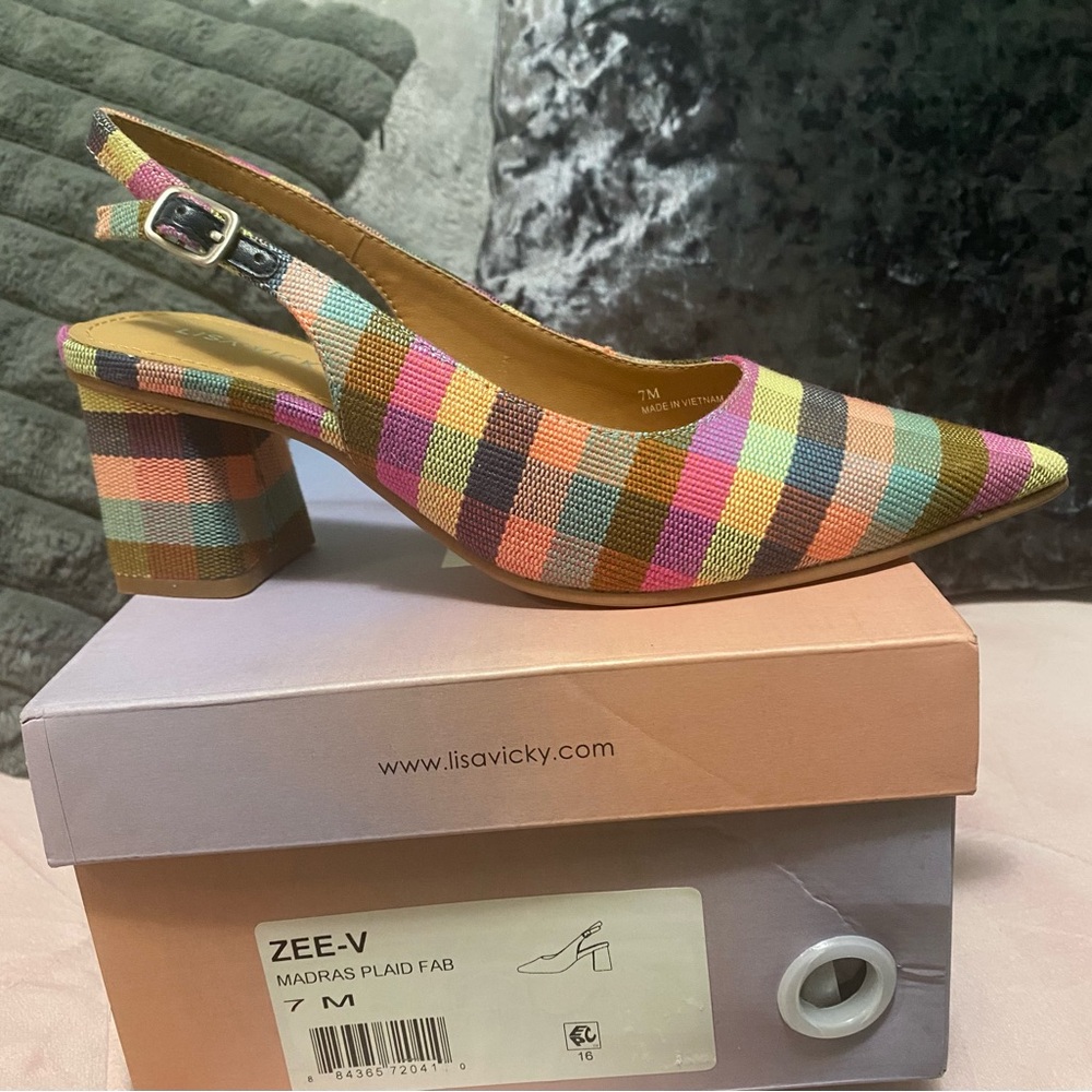 Lisa Vicky Zee-V Multicolor Plaid Women's Heels